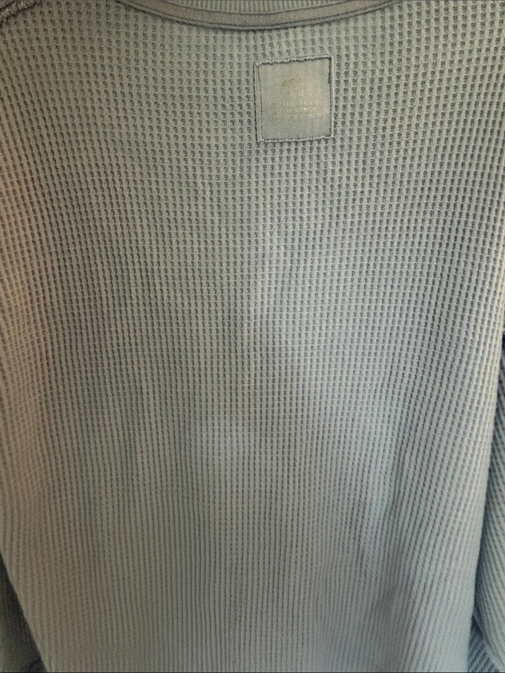 aerie Light Blue Waffle-Knit Crewneck Sweatshirt